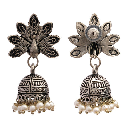 Neelkanth- Silver Brass Pearl dangler earrings