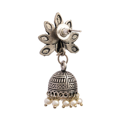Neelkanth- Silver Brass Pearl dangler earrings
