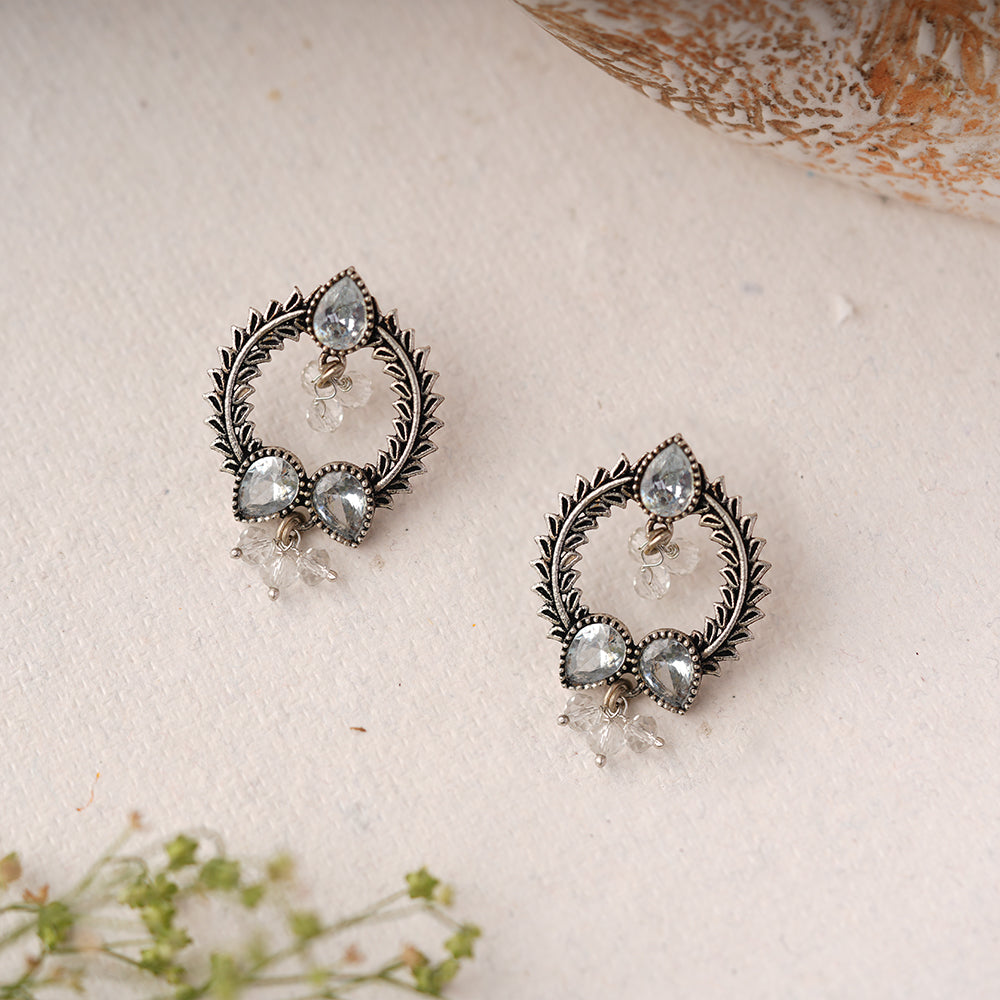 Ratnika- Silver Brass Oxidised stud earrings