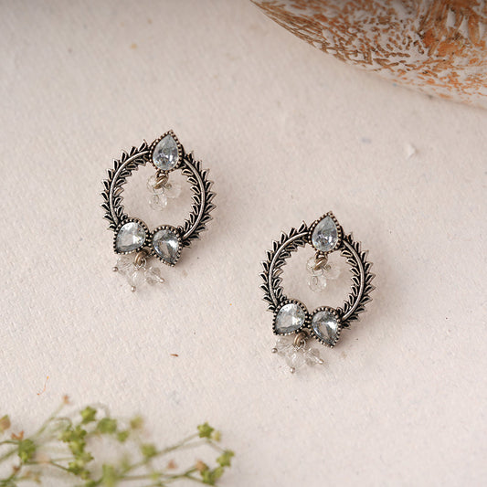 Ratnika- Silver Brass Oxidised stud earrings