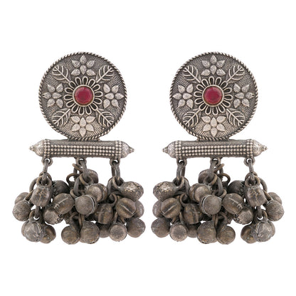ShahiFarmaan- Silver Brass ghunghroo dangler earrings