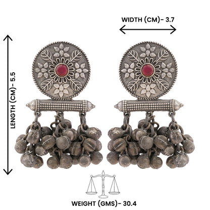 ShahiFarmaan- Silver Brass ghunghroo dangler earrings