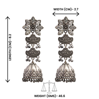 Kundanika- Silver Brass oxidised dangler earrings