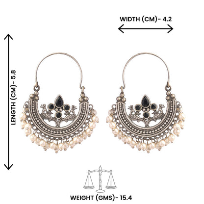 Suvarna- Silver Brass Oxidised dangler earrings