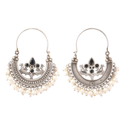 Suvarna- Silver Brass Oxidised dangler earrings