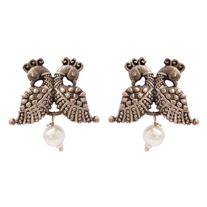 Morita- Silver Brass Oxidised Stud Earrings