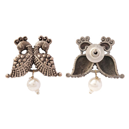 Morita- Silver Brass Oxidised Stud Earrings