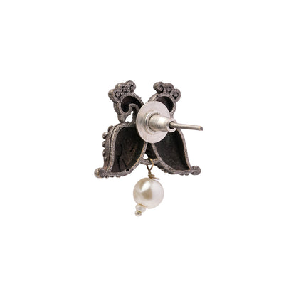 Morita- Silver Brass Oxidised Stud Earrings