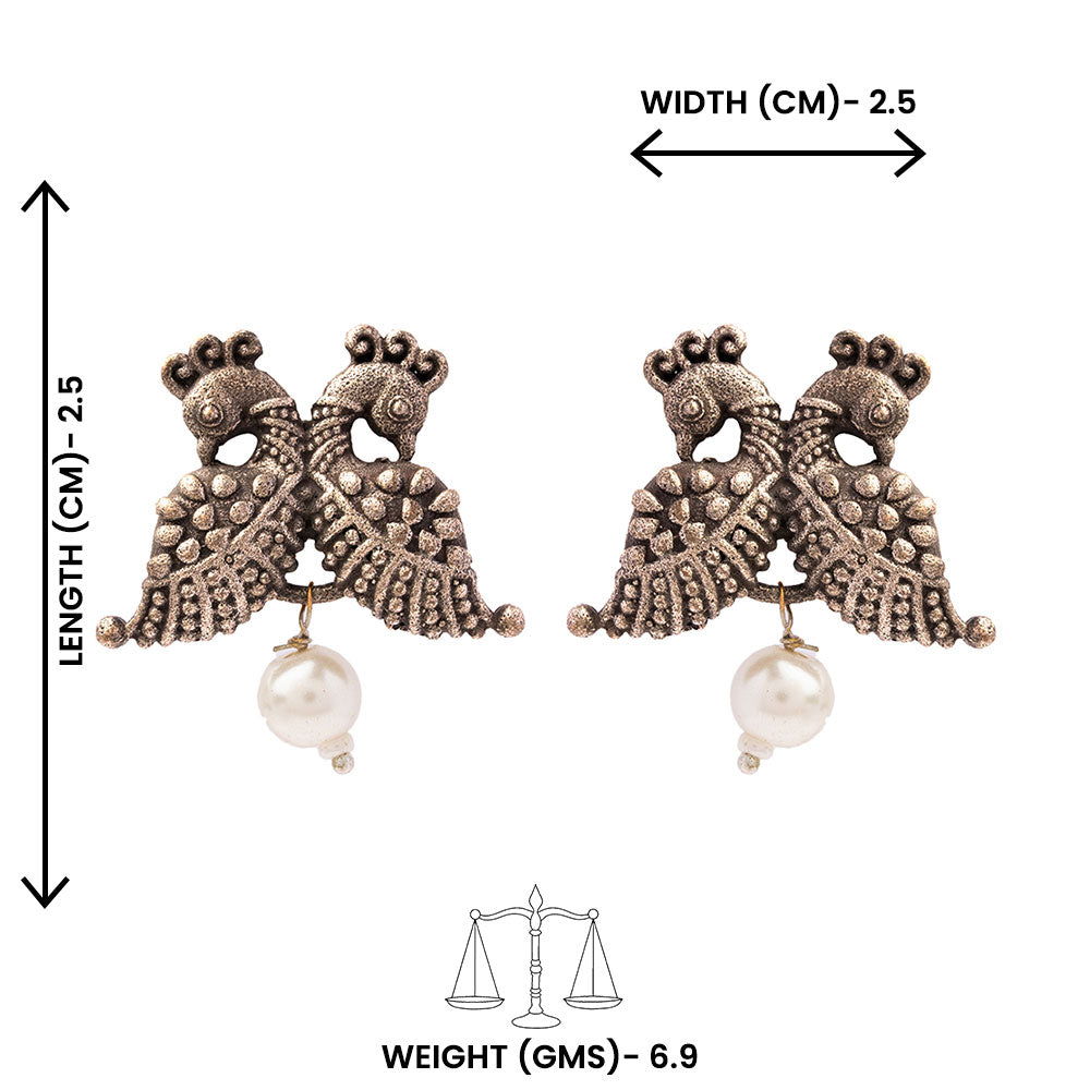 Morita- Silver Brass Oxidised Stud Earrings