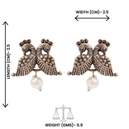 Morita- Silver Brass Oxidised Stud Earrings