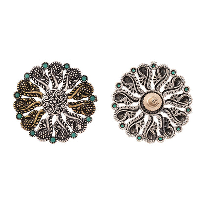Gulshan- Silver Brass Oxidised Stud Earrings