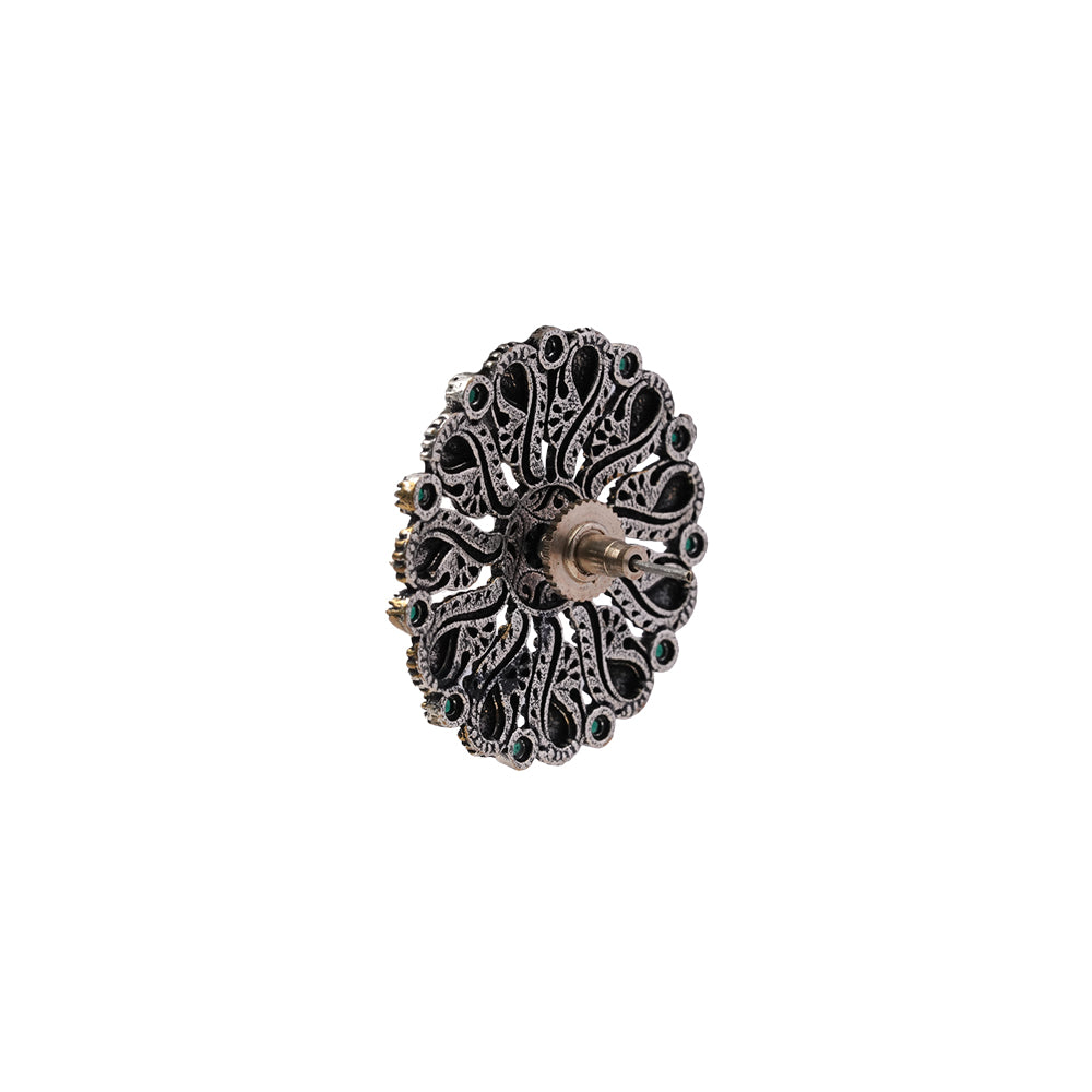 Gulshan- Silver Brass Oxidised Stud Earrings
