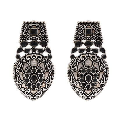 Parvrita- Silver Brass Oxidised dangler earrings