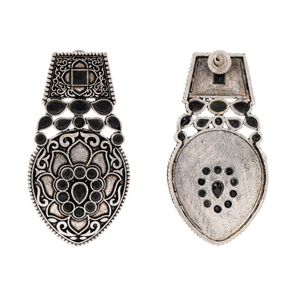 Parvrita- Silver Brass Oxidised dangler earrings