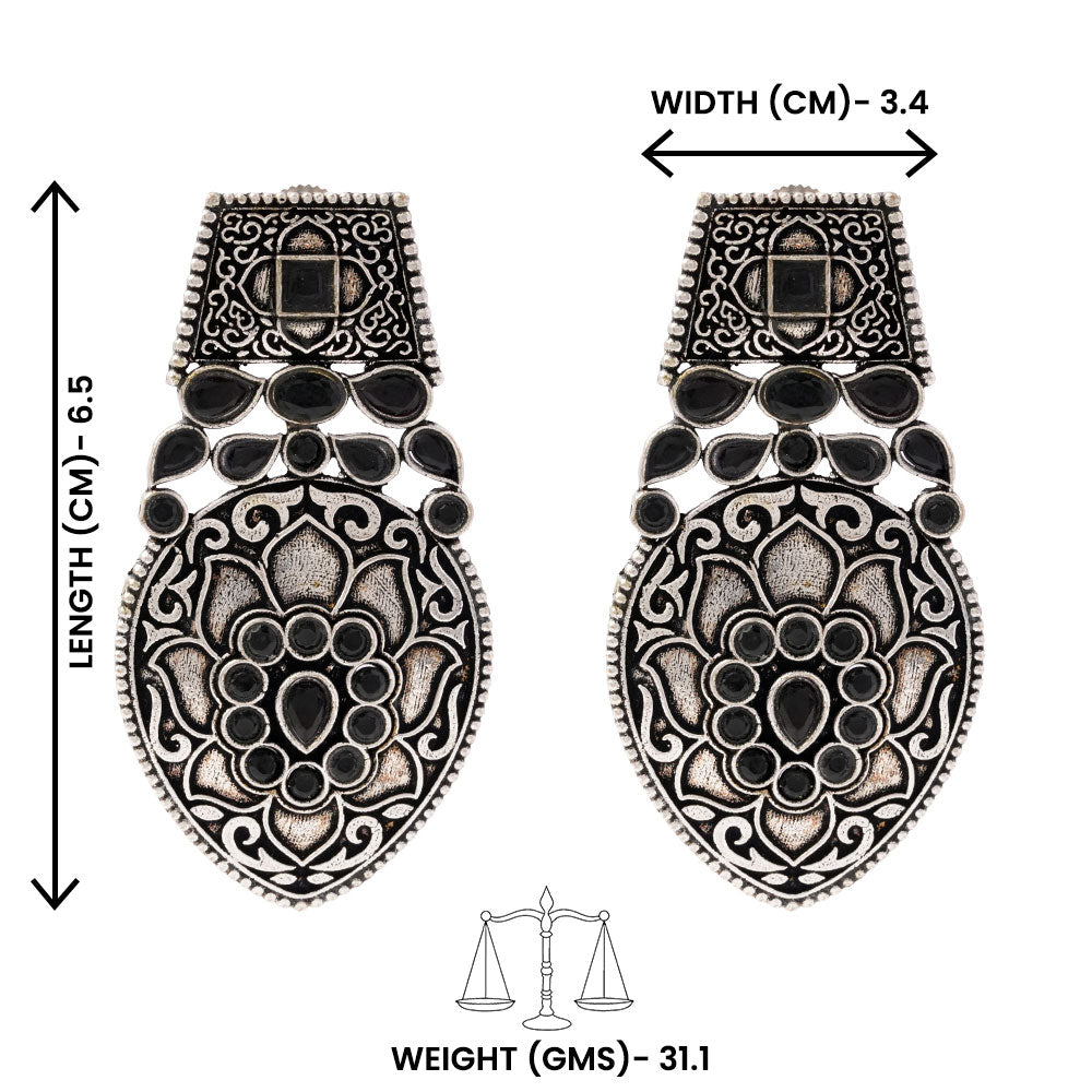 Parvrita- Silver Brass Oxidised dangler earrings