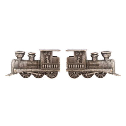 Rail- Silver Brass oxidised stud earrings