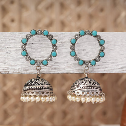 Paridhi- Silver Brass Pearl jhumka earrings