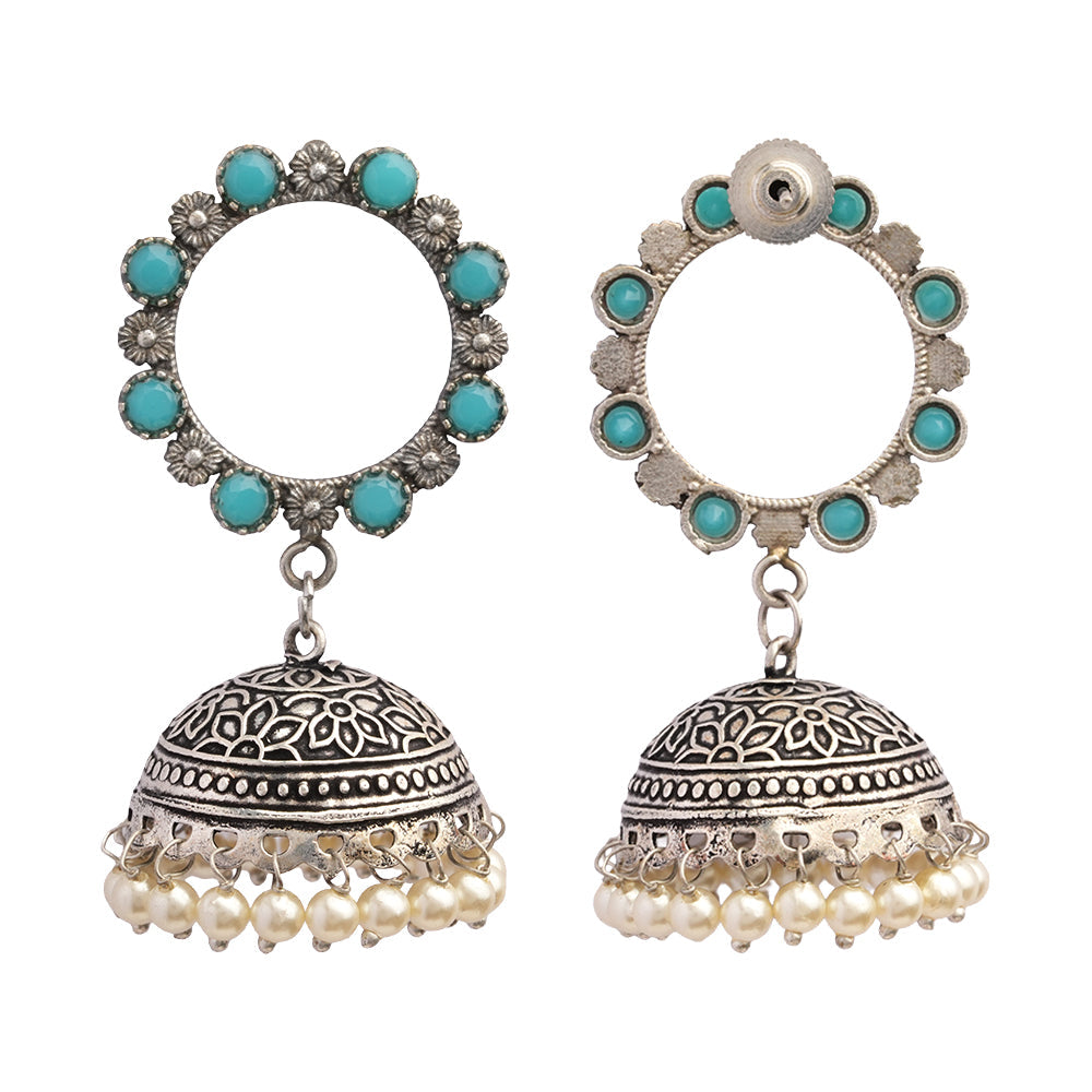 Paridhi- Silver Brass Pearl jhumka earrings