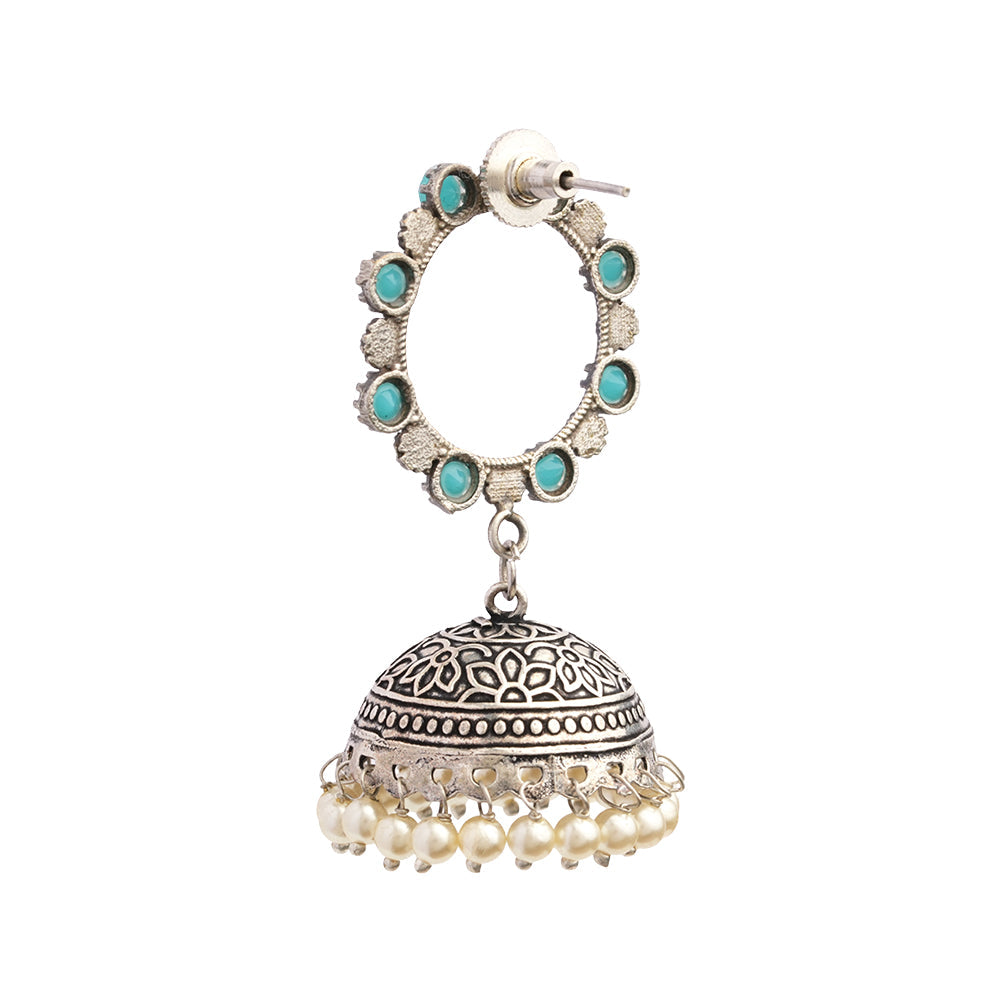 Paridhi- Silver Brass Pearl jhumka earrings