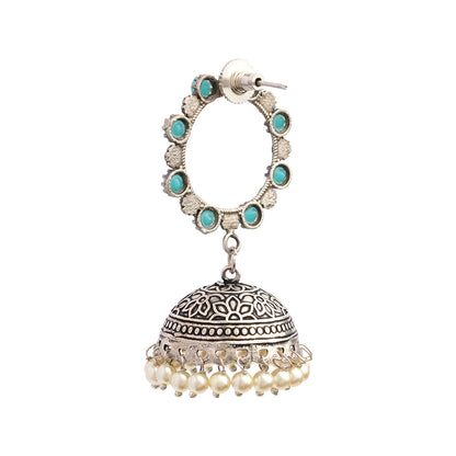 Paridhi- Silver Brass Pearl jhumka earrings