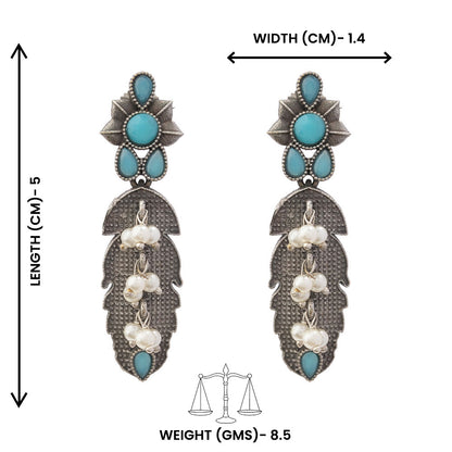 MotiPatra- Silver Brass Pearl dangler earrings