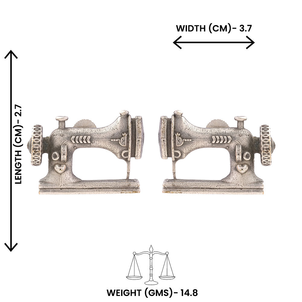 Darji- Silver Brass oxidised stud earrings