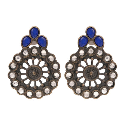 Gulabika- Silver Brass Stone-Studded Stud Earrings(White)