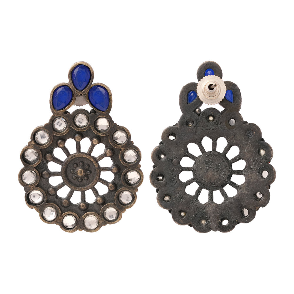 Gulabika- Silver Brass Stone-Studded Stud Earrings(White)