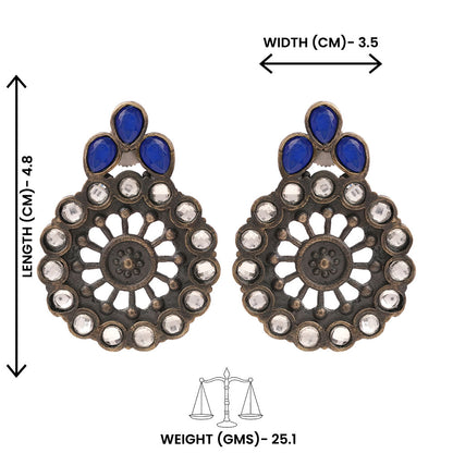 Gulabika- Silver Brass Stone-Studded Stud Earrings(White)