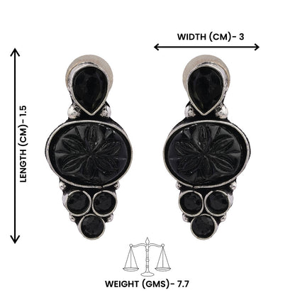 ShilpaRatna – Stone-Studded Brass Stud Earrings (Black)