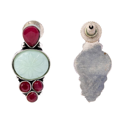 ShilpaRatna- Brass Stone-Studded stud earrings(Green)