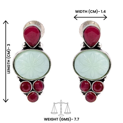 ShilpaRatna- Brass Stone-Studded stud earrings(Green)