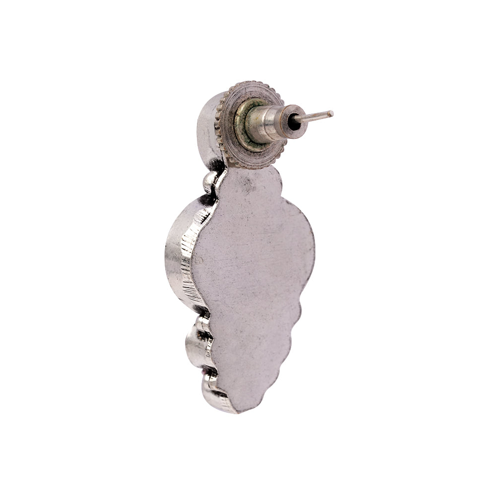 ShilpaRatna- Brass Stone-Studded stud earrings(Wine red)