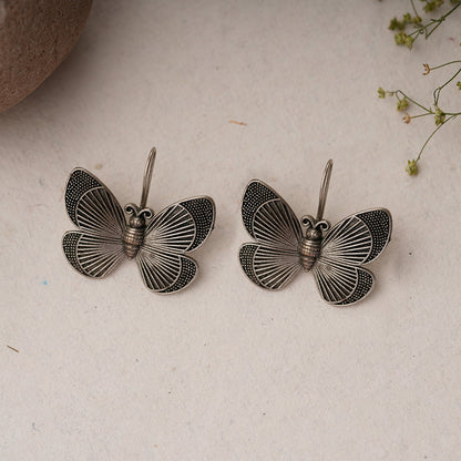 Pankhuri- Silver Brass Oxidised Stud Earrings