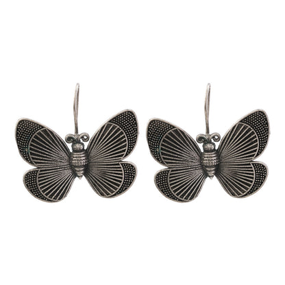 Pankhuri- Silver Brass Oxidised Stud Earrings
