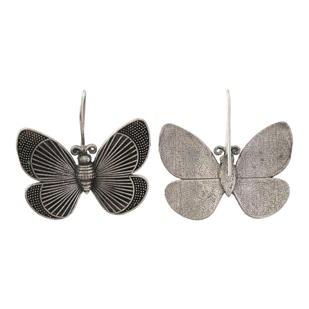 Pankhuri- Silver Brass Oxidised Stud Earrings