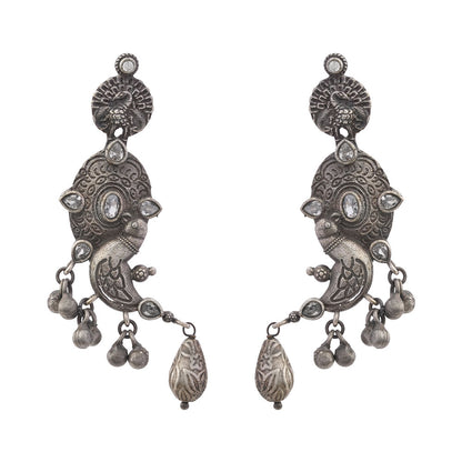 Darpan- Silver Brass Oxidisd dangler earrings