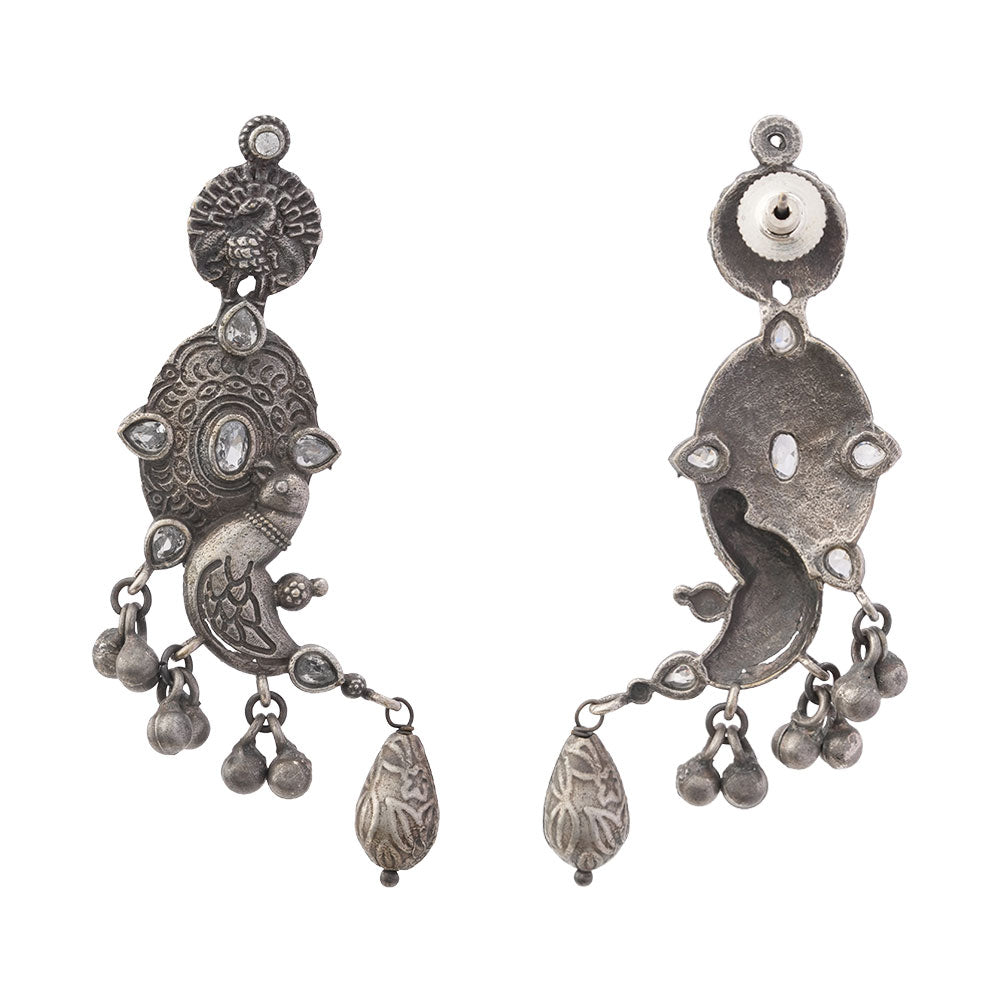 Darpan- Silver Brass Oxidisd dangler earrings