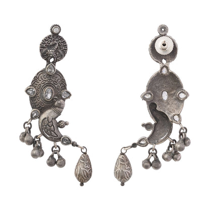 Darpan- Silver Brass Oxidisd dangler earrings