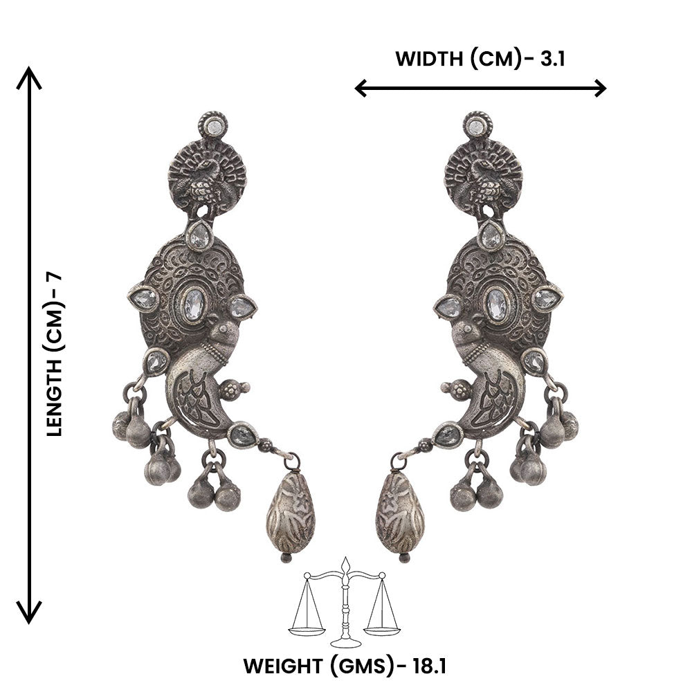 Darpan- Silver Brass Oxidisd dangler earrings