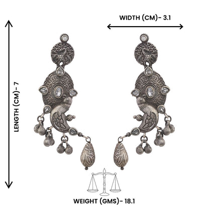 Darpan- Silver Brass Oxidisd dangler earrings