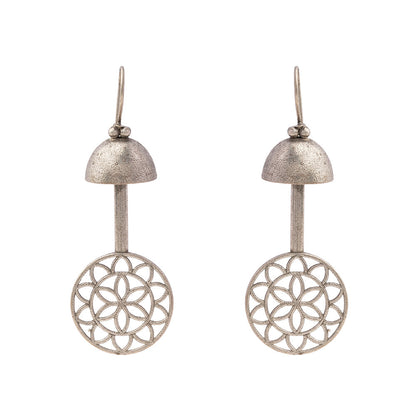 Ghantika- Silver Brass Oxidised dangler earrings