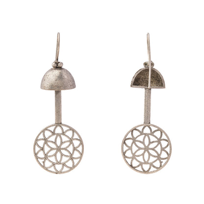Ghantika- Silver Brass Oxidised dangler earrings