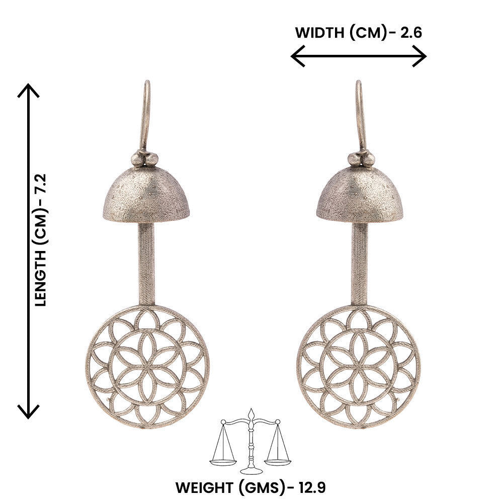 Ghantika- Silver Brass Oxidised dangler earrings