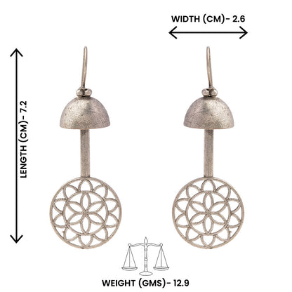 Ghantika- Silver Brass Oxidised dangler earrings