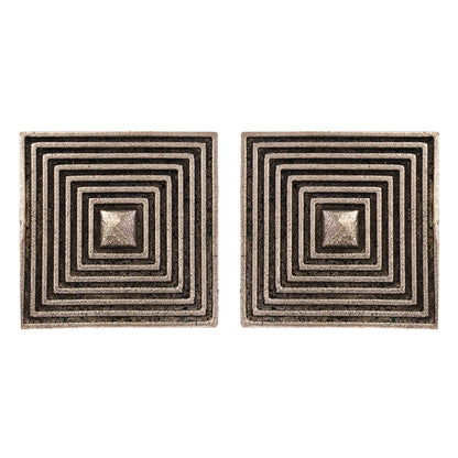 Chaukor- Silver Brass Oxidised stud earrings