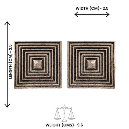 Chaukor- Silver Brass Oxidised stud earrings