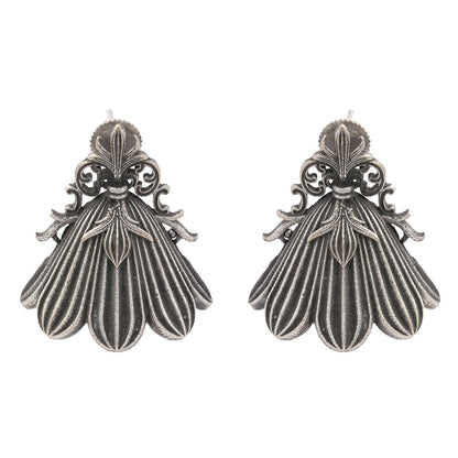 Shyamra- Silver Brass oxidised stud earrings