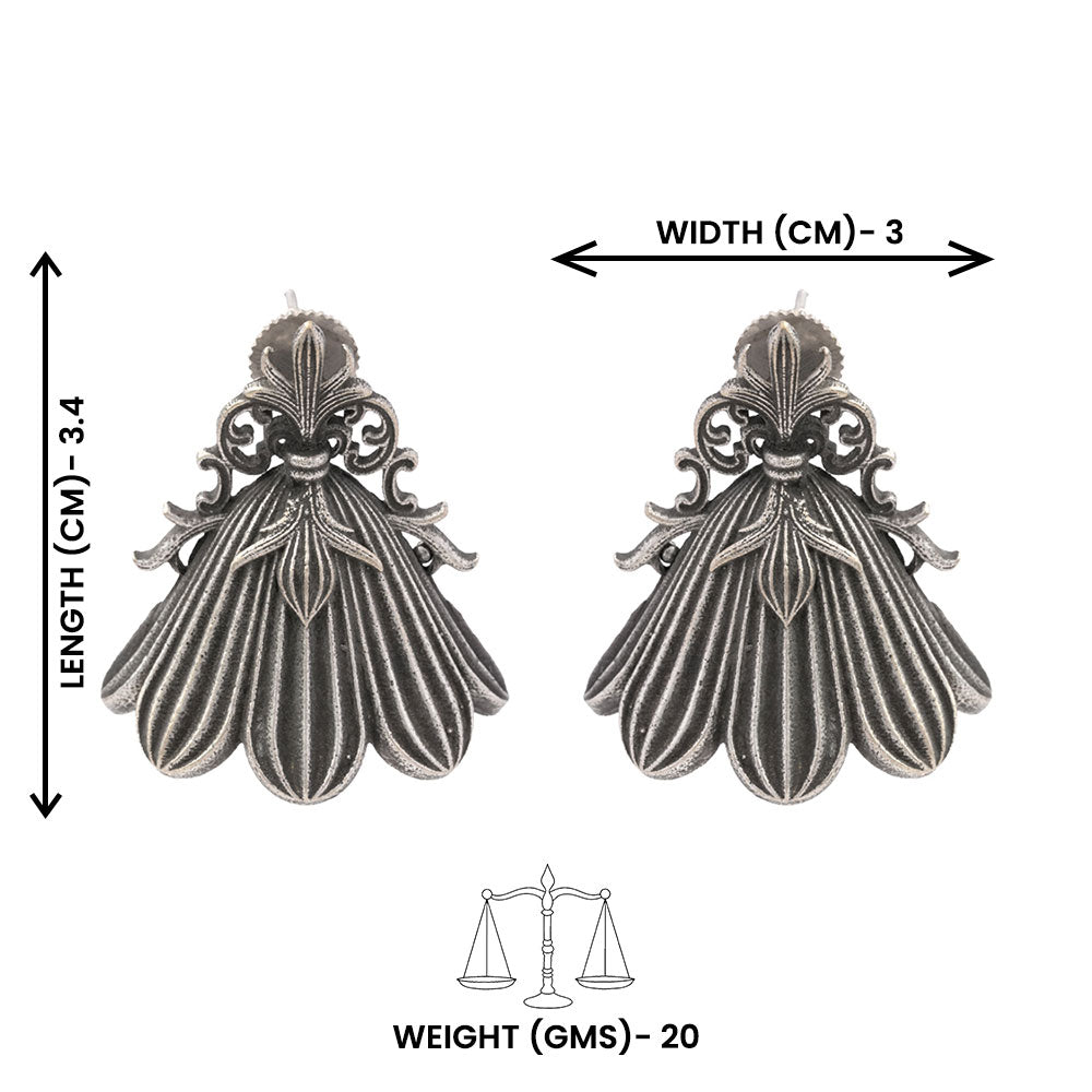 Shyamra- Silver Brass oxidised stud earrings