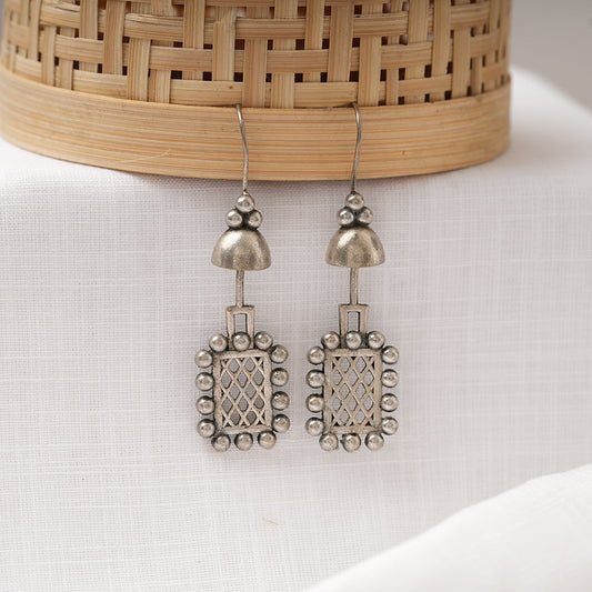 Sundari- Silver Brass Oxidised dangler earrings